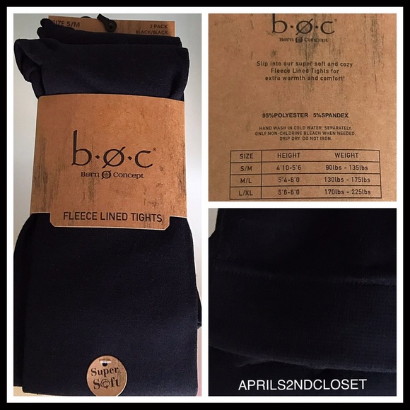B.O.C. 2 BLACK FLEECE LINED TIGHTS A2C - Picture 7 of 16